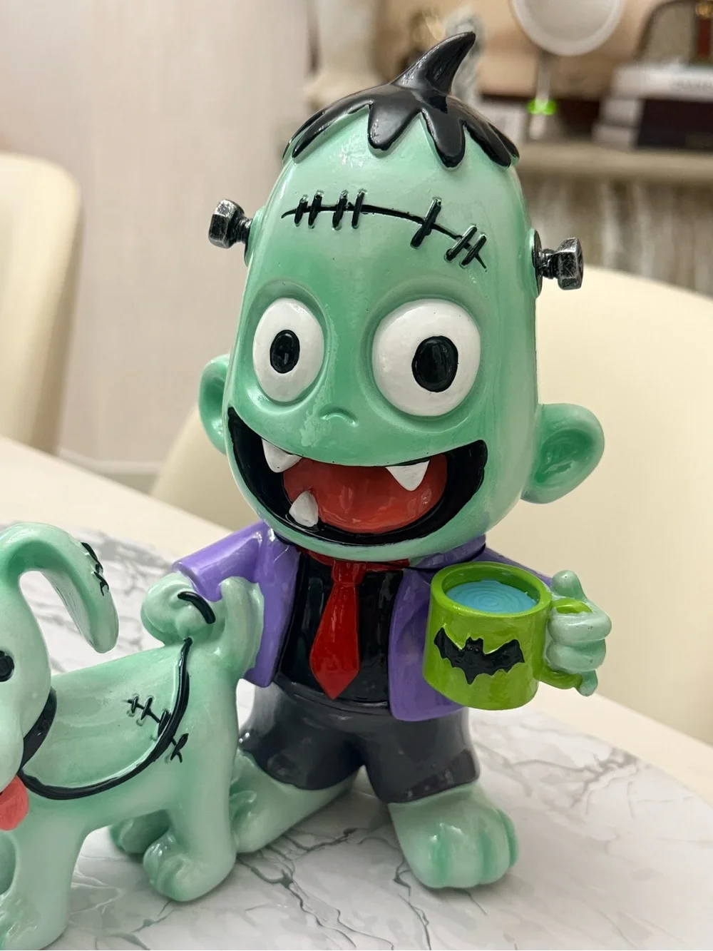 Ghoulish Novelty Frankenstein Dog Halloween 9” Figurine Pets Boy Walking